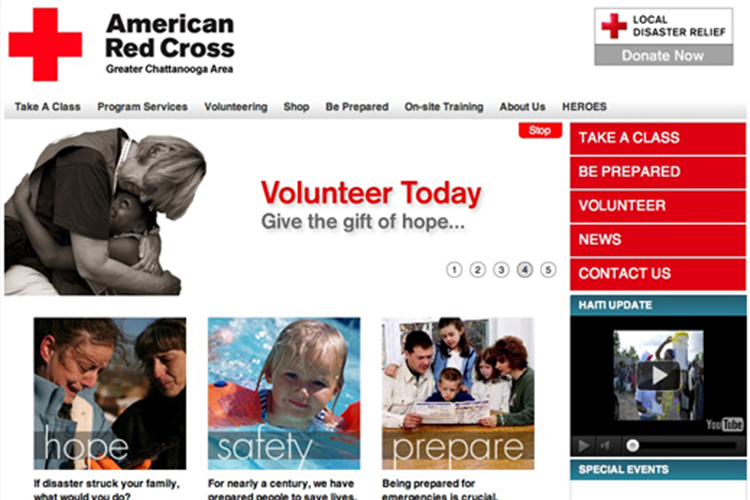 Red cross homepage
